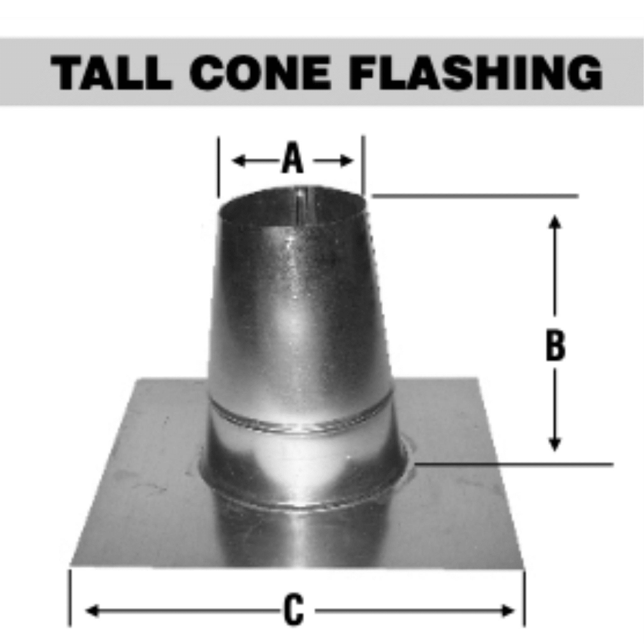 4" Tall Cone Flashing used to seal down to the roof for stove pipe installation