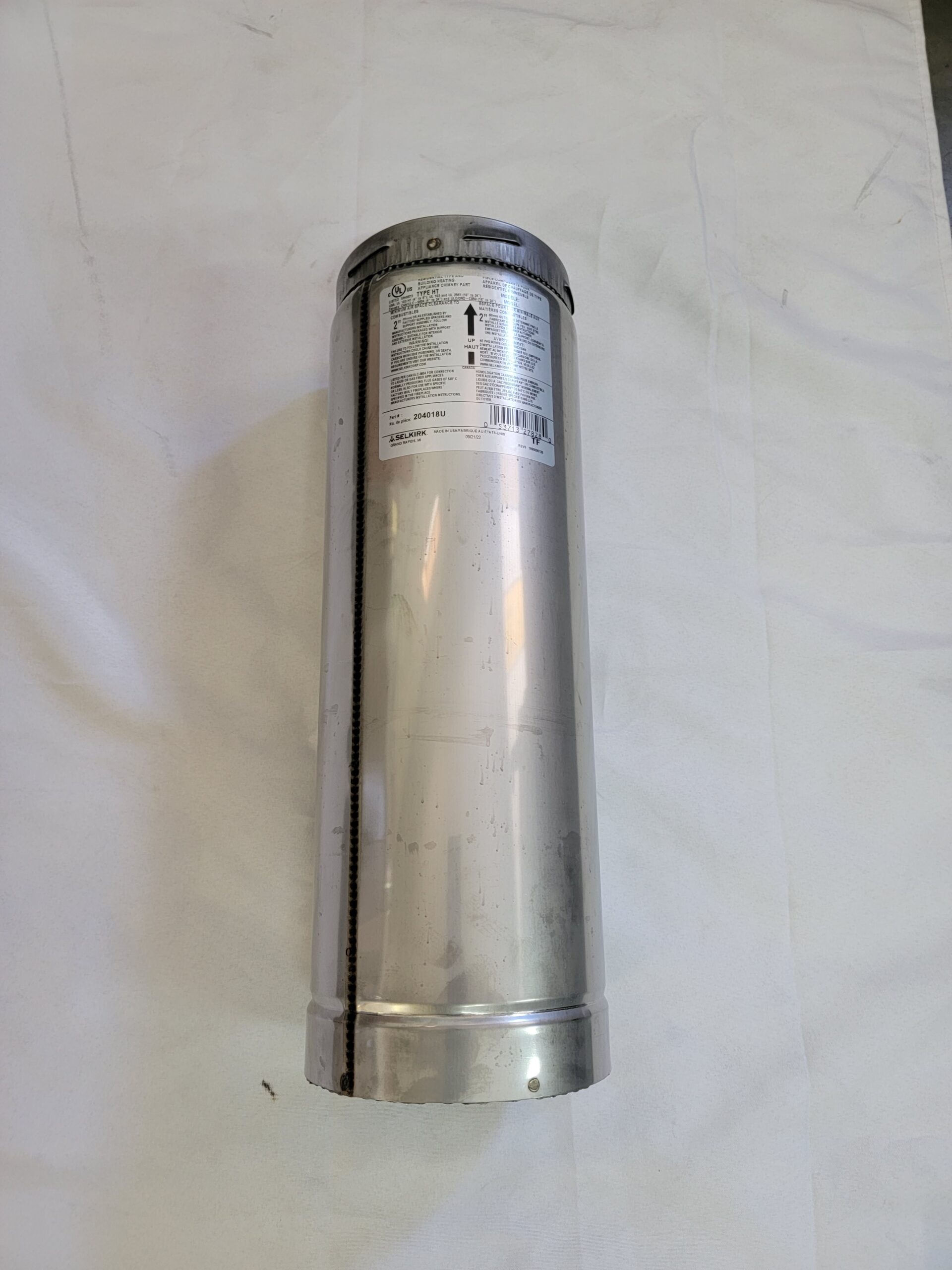 4 inch Insulated stove pipe 18" Section