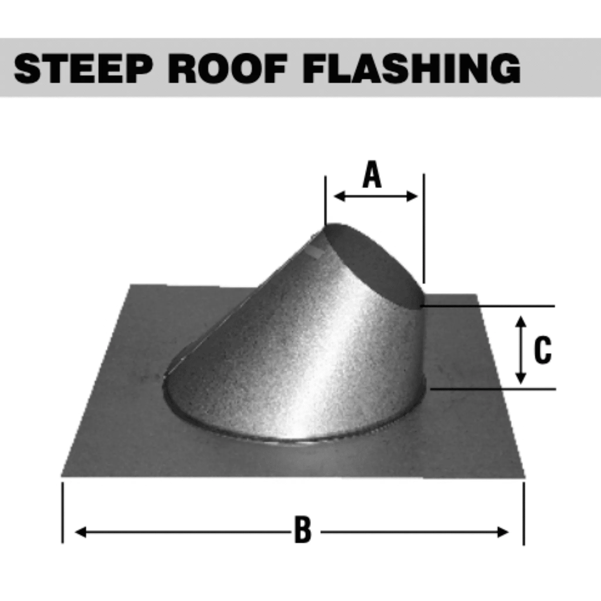 Steep Roof Flashing Special Order Only. This steep roof flashing is for steep roofs as it states to have a space for your chimney pipe to exit out of for through the roof installations