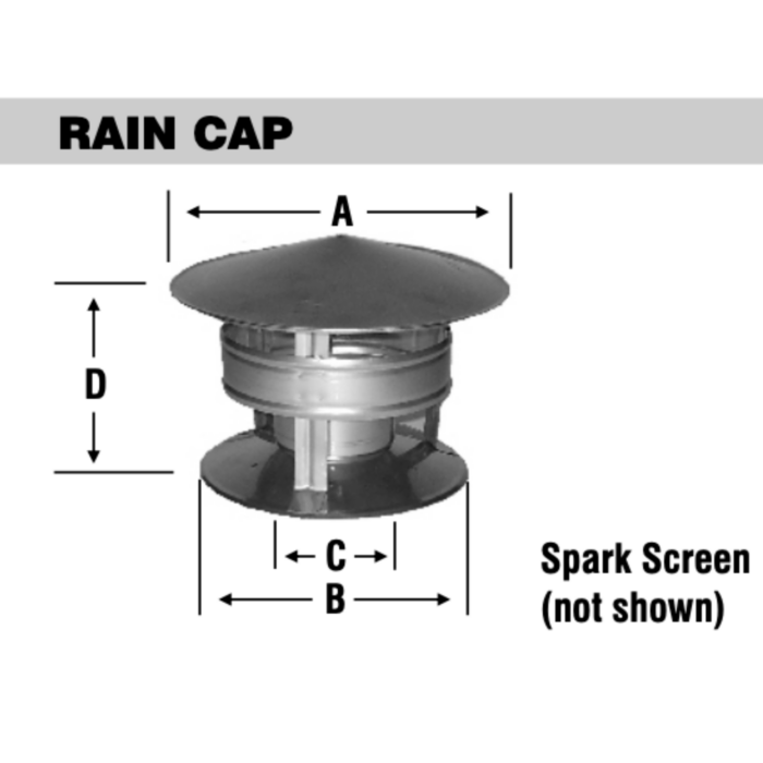 Rain Cap This Rain Cap is Stainless steel and is used to cover the top of the 4" HT Chimney Pipe It is lalso known as a chimney cap