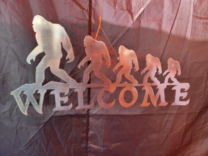 Big Foot Family Welcome metal sign
