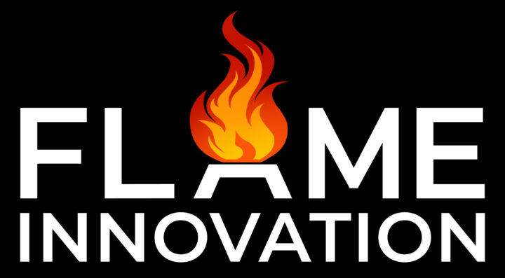 Flame Innovation logo on black